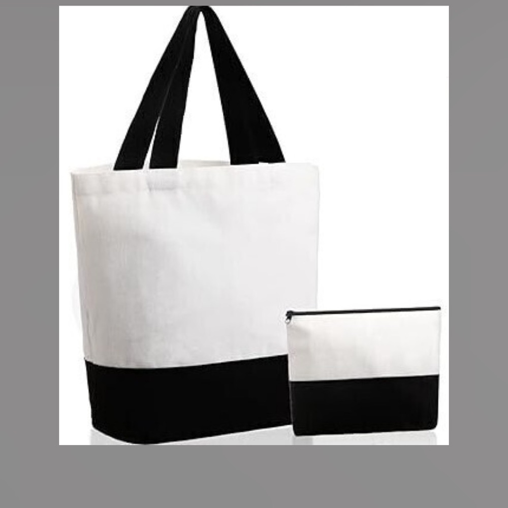 LEIFIDE CANVAS TOTE BAG AND MAKEUP BAG SET  WITH HANDLES New